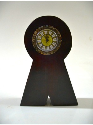 Antika Esintili Ahşap Masa Saati