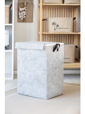 Mediterian Katlanabilir Keçe Saklama Kutusu, Çocuk Odası Düzenleyici, 60L, Kahverengi