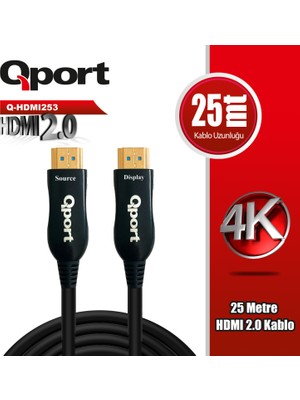 Qport Q-HDMI253 HDMI 2.0 V Altın Uçlu Kablo 25 mt