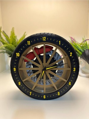 3D Baskı Araba Jantı Tasarımlı Masa ve Duvar Saati - Dekoratif Saat