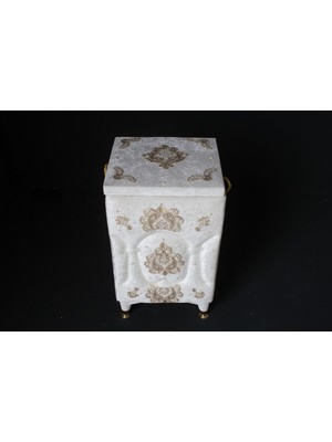 Mediterian Şık ve kullanışlı büyük boy krem renkli ahşap çamaşır sepeti