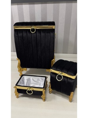 Mediterian Altın renkli kadife depolama sepeti, hafif ve şık ev düzenleme çözümleri