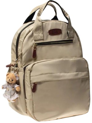Nidage Bebek Bej Sırt Çantası Tekstil Anne Bakım Çantası