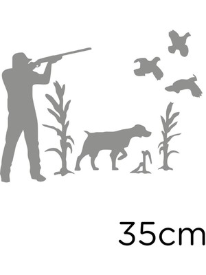 Mediterian Gri Kuşları ve Köpekli Araç Sticker, şık ve dikkat çekici tasarım, 35cm
