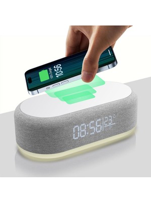 Çok Fonksiyonlu Masa Çalar Saat Hızlı Kablosuz Şarj  Masa Lambası Zaman LED Işık Termometre