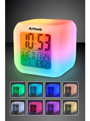 Dekoratif Rgb LED Aydınlatmalı Dijital Saat - Sıcaklık ve Tarih Göstergeli