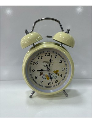 Dekoratif Çalar Saat Masa Saati Nostalji Metal Analog Saat Büyük Boy