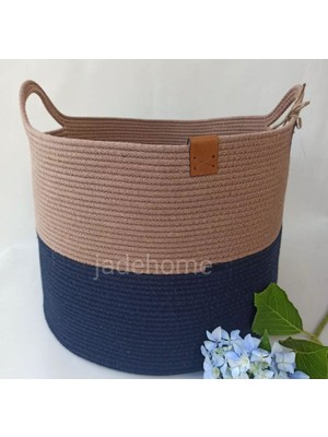 Mediterian Lacivert pamuklu çok amaçlı sepet, şık ve kullanışlı ev aksesuarı