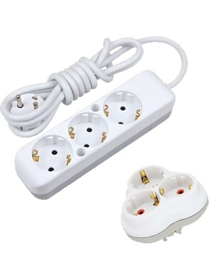 Mediterian Çok Renkli 3'lü Topraklı Priz, 1,5 m Kablo, Şık ve Kullanışlı Tasarım