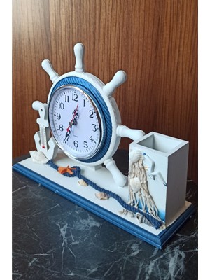 Marin Ahşap Dekoratif Masa Saati