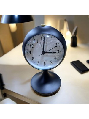 Dekoratif Alarmlı ve Işıklı Metal Masa Saati