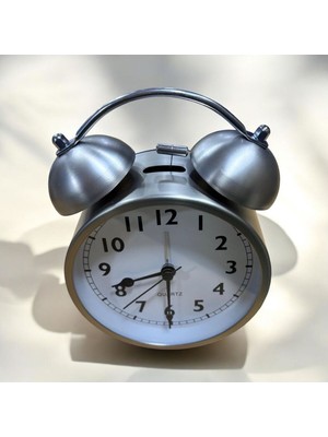 Dekoratif Alarmlı ve Işıklı Metal Eskitme Tarz Masa Saati