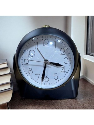 Dekoratif Alarmlı ve Işıklı Metal Oynar Başlıklı Masa Saati