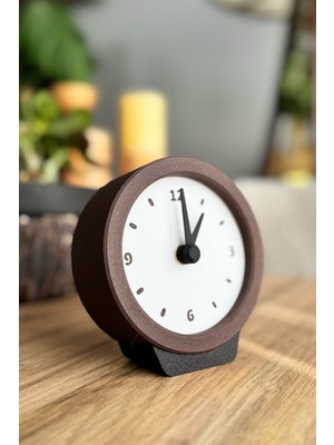 Masa Saati Analog Retro Yuvarlak Kahverengi