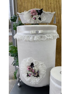 Mediterian Beyaz kadife çamaşır sepeti, şık ve pratik depolama çözümü