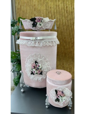 Mediterian Gri kadife çamaşır sepeti, şık ve pratik depolama çözümü