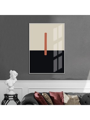 pembe-Krem-Lacivert Soyut Model 5 |çerçeveli Temperli Cam Tablo Tekli Dikey