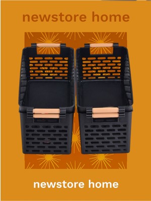 Mediterian 5'li Çok Amaçlı Siyah Plastik Organizer Sepetler, Dolap ve Çekmece Düzenleyiciler