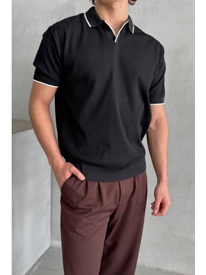Erkek Oversize Selanik Polo Yaka Triko T-Shirt