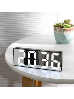 Fonksiyonel Aynali LED Dijital Masa Saati, 16 x 6, Sürpriz Hediyeli