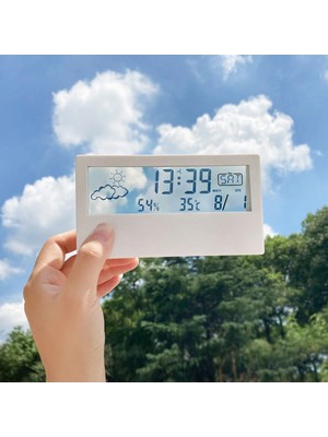 Fonksiyonel Şeffaf LED Dijital Masa Saati, Beyaz, 13 x 7, Sürpriz Hediyeli