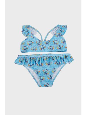 Slipstop Mercat Baskılı Çabuk Kuruyan Fırfırlı Bikini Takım Kız Çocuk Bikini SB2511120000