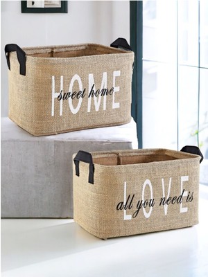 Mediterian Kahverengi 2'li jüt seti, çocuk odası düzenleyici, doğal ve şık tasarım