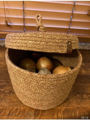 Mediterian Çok Amaçlı Hasır Sepet, Banyo ve Mutfak Organizer, 25x15, Hacim: Küçük