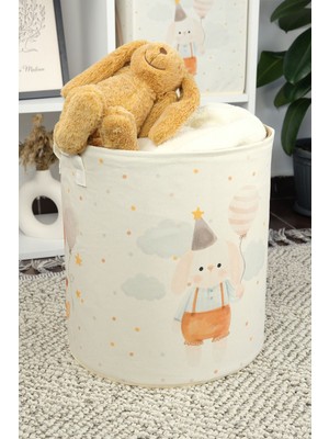 Mediterian Sevimli Tavşan Figürlü Çok Amaçlı Filesiz Çamaşır Sepeti 37x40