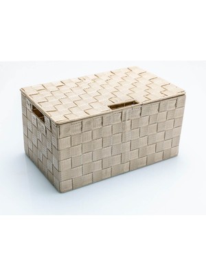 Mediterian Şeffaf Polipropilen Saklama Kutusu 34x22x17,5 cm, Beyaz, Metal Materyal