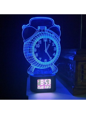 Upvay 3D Illüzyonlu Rgb Işık Animasyonlu Çalar Masa Saati Gece Lambası