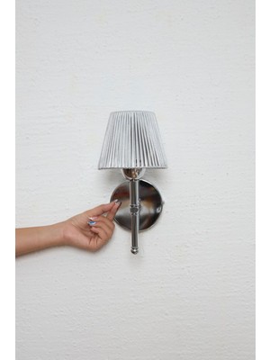 Gümüş Deri Alt Gümüş Metal Duvar Aydınlatması Ledli Aplik