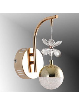 TT099-FSR Tt Aydınlatma Toplu Taşlı Fransız Sarı Kaplama 3 Renk Modüllü Ledli Aplik