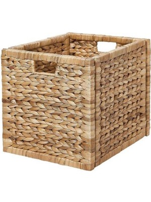 Mediterian El Örgüsü Rattan Sepet, Su Sümbülü Desenli, Dekoratif ve Şık 32x34x32 cm