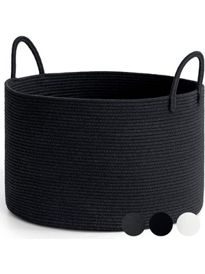 Mediterian Pamuklu jüt çok amaçlı siyah sepet, dayanıklı ve şık, 40x30 cm