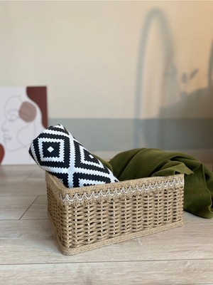 Mediterian Şık Hasır Havluluk ve Organizer, Ahşap, Pratik ve Estetik Çözüm, Küçük Boyut