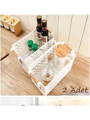 Mediterian Beyaz Çok Amaçlı Plastik Organizer Sepetleri, 2'li, Ekru, Küçük Boy, Hafif ve Dayanıklı