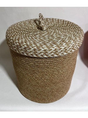 Mediterian 30x30 Çok Amaçlı Jüt Organizer ve Saksı, Banyo ve Mutfak İçin Uygun, Kahverengi