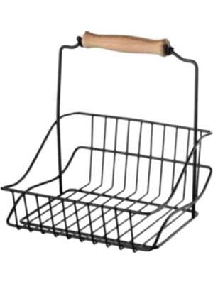 Mediterian Şık ve dayanıklı siyah ferforje küçük dekoratif sepet