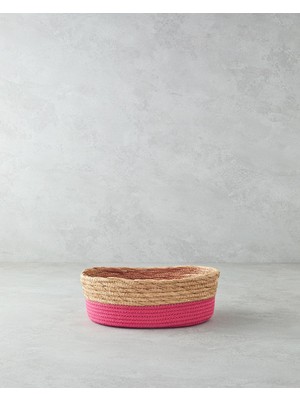 Mediterian Renkli Çizgili Hasır İp Sepet, Hafif ve Şık Dekoratif Saksı Organizeri