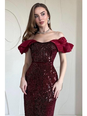 Elbee Fashion Woman Pulpayetli Kolsuz Elbise