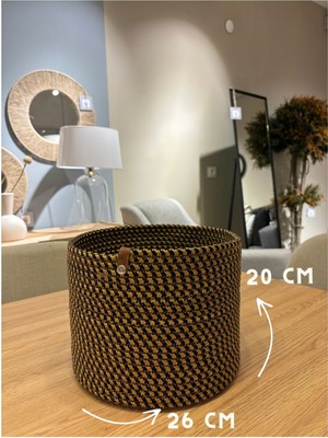 Mediterian Kırçıllı Çok Amaçlı Jüt Düzenleyici Sepet, Saksılık, Organizer, 20-26 cm, Küçük Boy