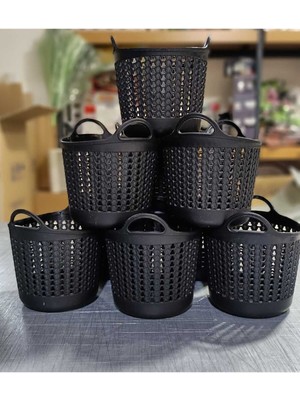Mediterian 6 Adet Siyah Mini Sunum Sepetleri, şık ve kullanışlı küçük plastik sepetler seti