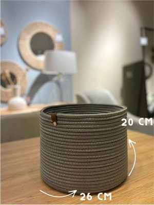 Mediterian Çok Amaçlı Düzenleyici Sepet, Saksılık, Organizer 20-26, Antrasit, Jüt, Küçük Boy