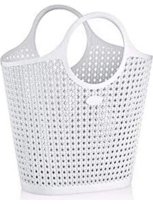 Mediterian Beyaz örgü desenli hafif 25 litrelik şık çanta