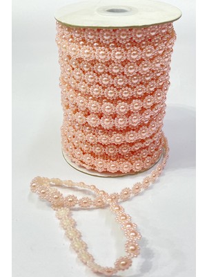 Hayalperest Boncuk Çiçek Desenli Yarım Plastik Şerit Inci 10 mt