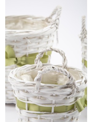 3'lü Hasır Sepet Beyaz