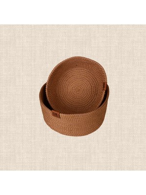 Mediterian Kahverengi jüt halatlı düzenleyici sepet, şık ve fonksiyonel depolama çözümü