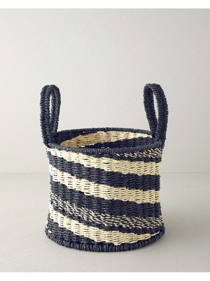 Mediterian 25x20 cm siyah doğal kağıt ip sepet, şık ve pratik kullanım sağlar