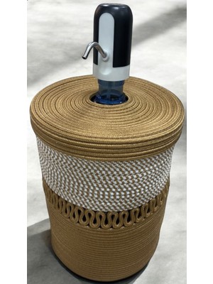 Mediterian Bej Jüt Görünümde 19 L Damacana Kılıfı, Hafif ve Şık Koruma